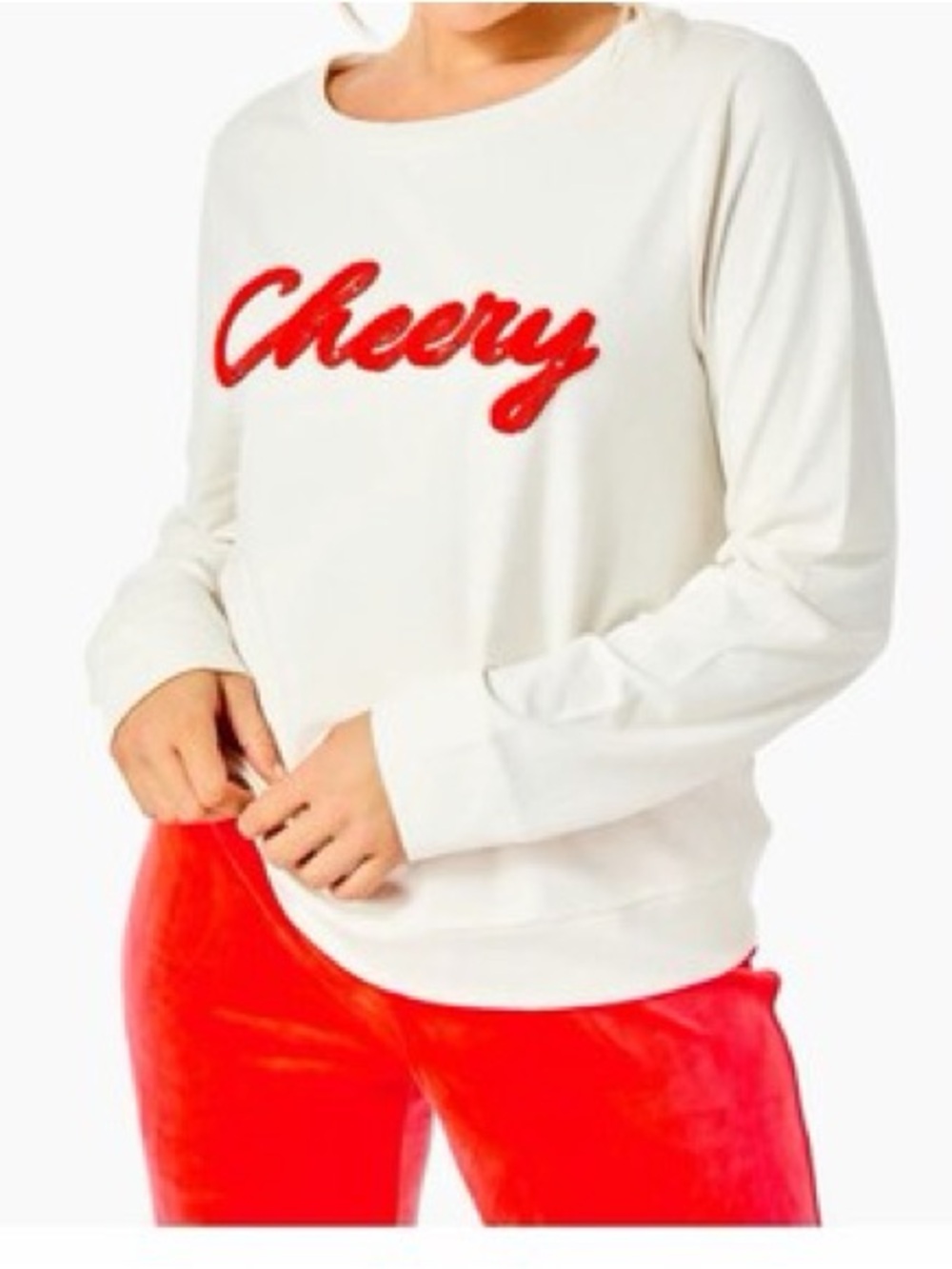 Lilly Pulitzer Rami Sweatshirt, featuring a red embellished "Cheery"